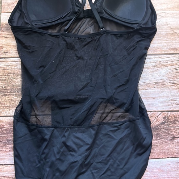 SET OF 2! NWOT Capezio Women's Plunge Neck Mesh Midriff Body Liner Leotard sz lg - Picture 6 of 7